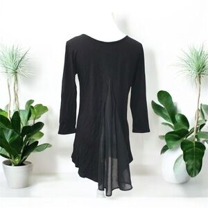 Black Hi-low Tunic with Sheer Peekaboo Back